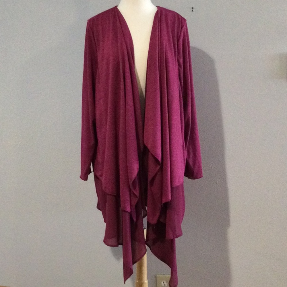 Gozzip Purple Long Sleeve Layered Oversized Cardigan Jacket Size L NWT